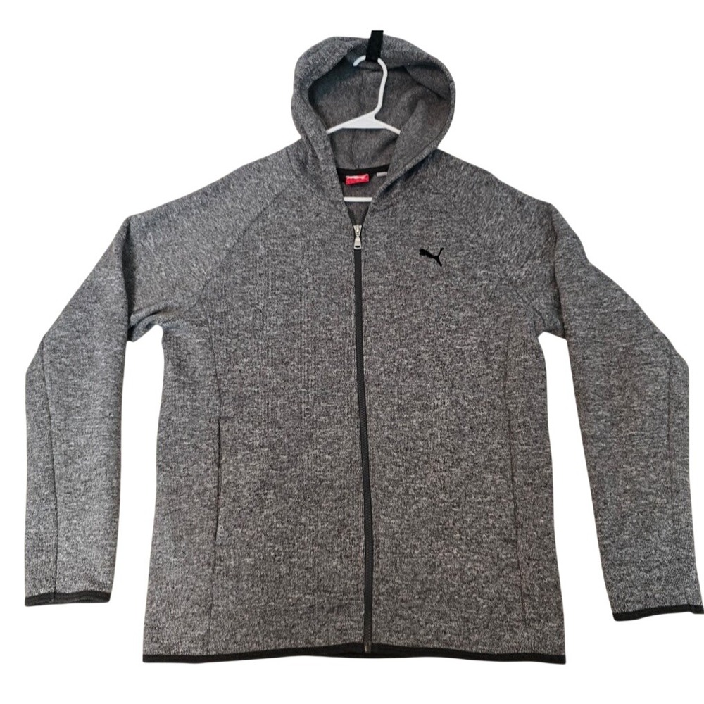 Puma Mens Sportlifestyle Full Zip Hoodie Gray Heather Knit Fleece Jacket 833156